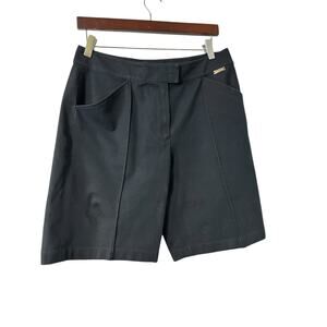 St. John Sport Women's Navy Bermuda Shorts Mid-Thigh Classic Fit